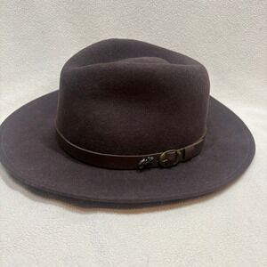 Bailey of Hollywood Mens Wool Briar Fedora Hat Wide Brim Leather Band Large